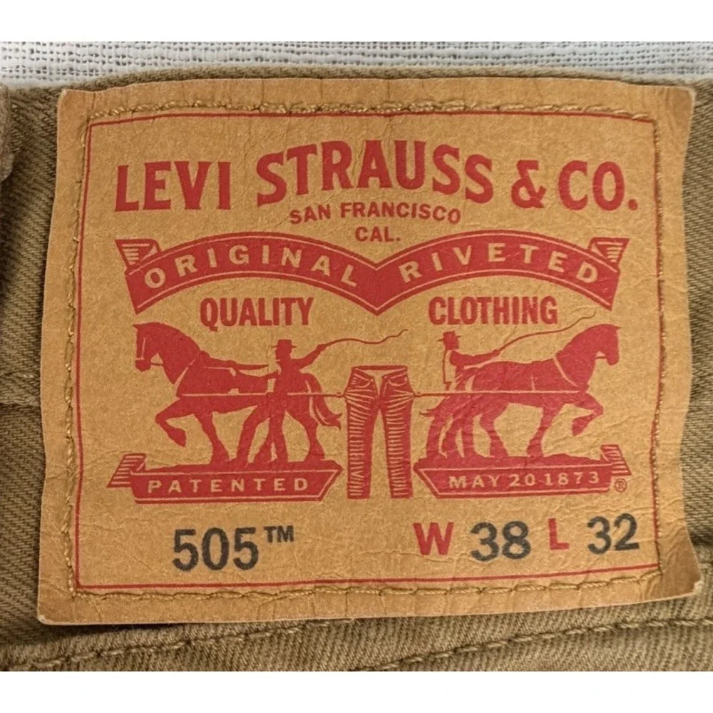 Levi's 505 Men's Regular‎ Fit Straight Leg Jeans Size 38x32 Brown Dark Tan Pants
